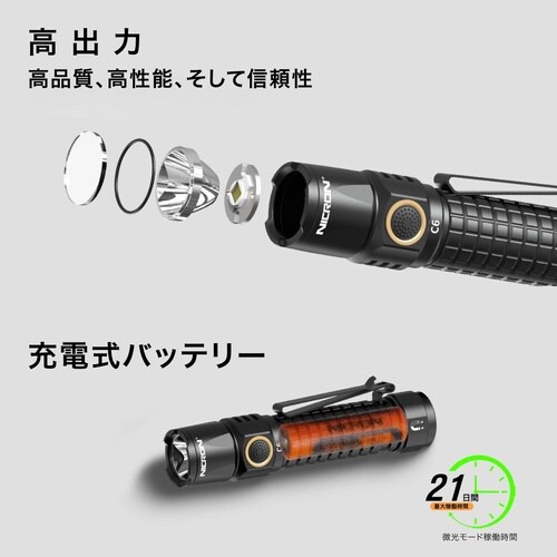 フラッシュライト BK IPX8 2000LM