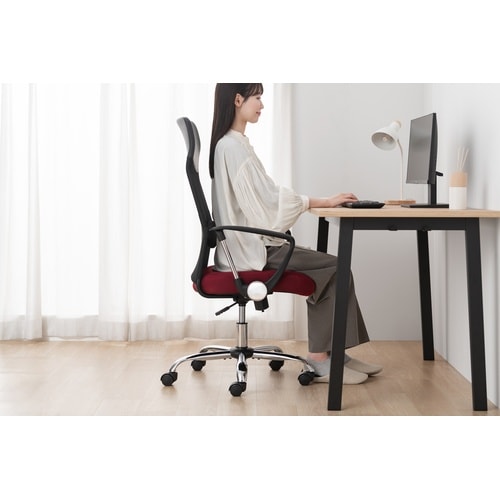 メッシュバックチェアハイバック ボルドー