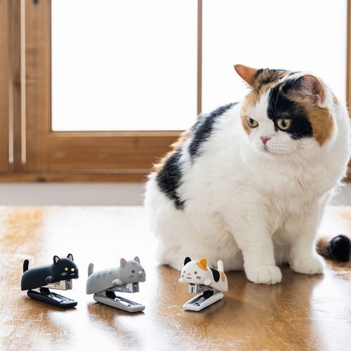 シリコンカバーホッチキス ミケネコ×5