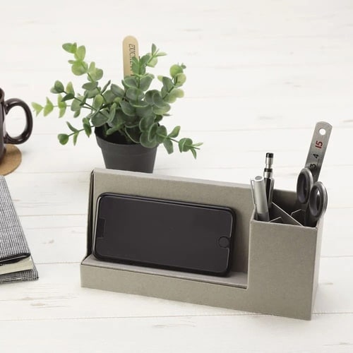 収納 スマホ・ペンスタンド グレー×10