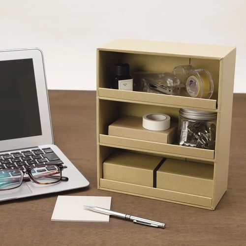 収納 ミニシェルフ 卓上サイズ 3段 クラフト×5