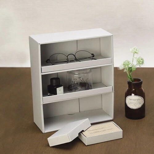 収納ミニシェルフ卓上サイズ 3段 ライトグレー×5