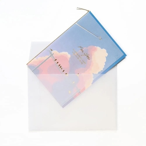 グリーティングカード フォーユー 夕焼けと鳥×12