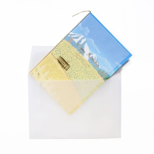 グリーティングカードバースデー菜の花畑と電車×12