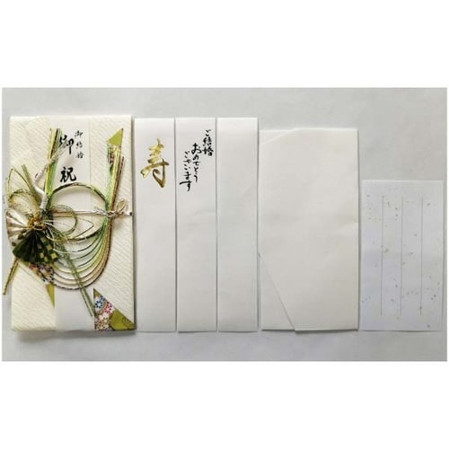 祝儀袋 デザイン金封 鶴 グリーン×6