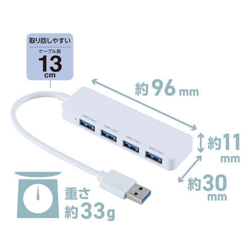 USB3.2 Gen1ハブ USB A/白
