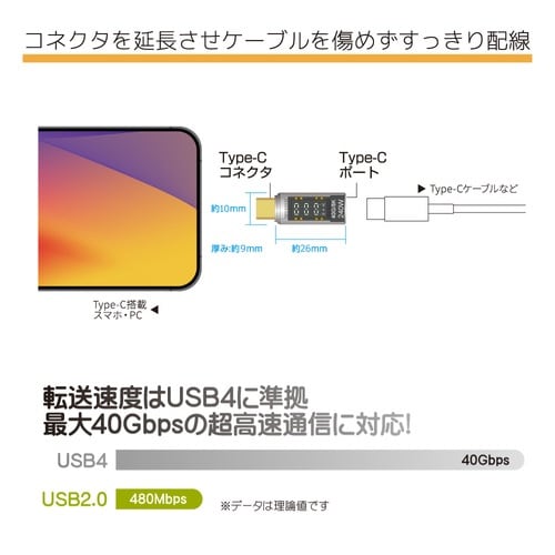 Type−C変換アダプタ ストレート
