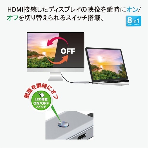 TYPE−C接続8in1ドッキングステーション4K