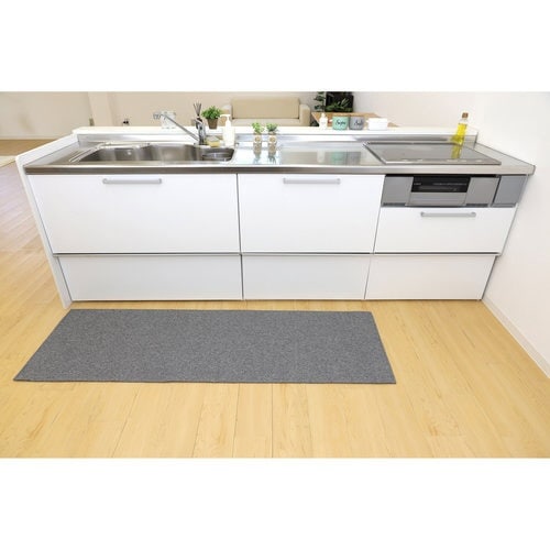 はっ水加工 丸洗いキッチンマット180cm GY