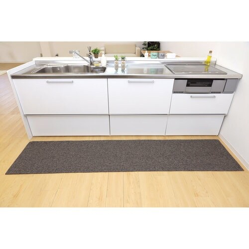 はっ水加工 丸洗いキッチンマット250cm BR