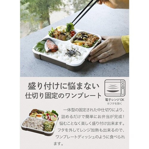 薄型弁当箱抗菌フードマン800アッシュブラウン×2