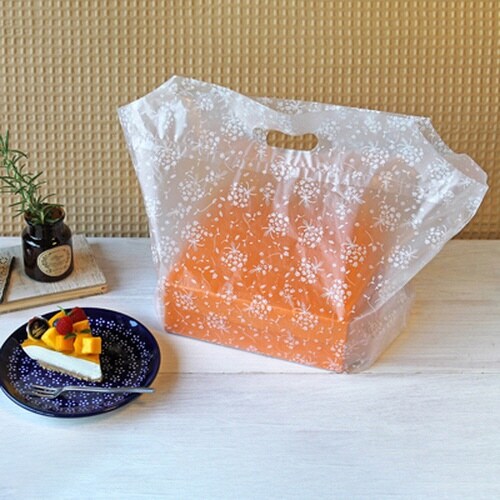 手提げポリ袋5349ポリバッグフローラル白小