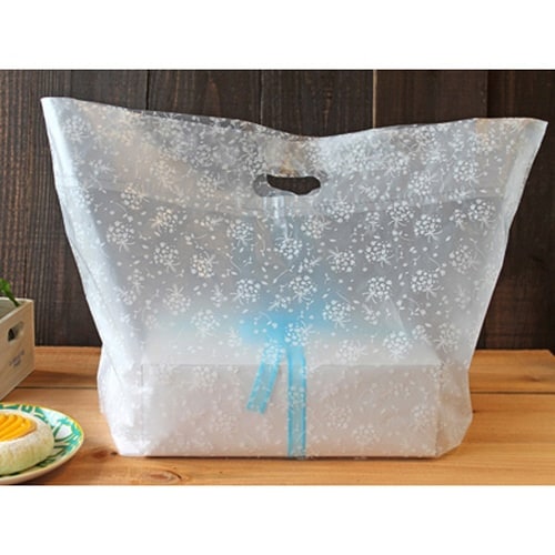 手提げポリ袋5351ポリバッグフローラル白大