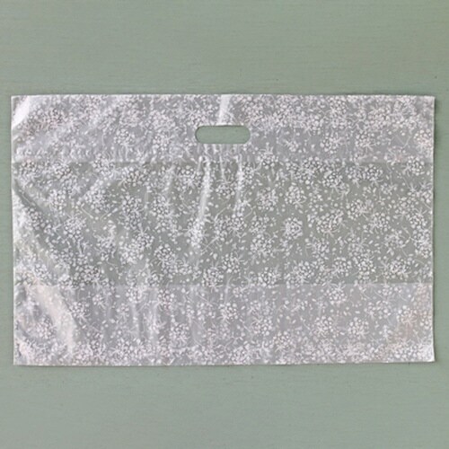 手提げポリ袋5351ポリバッグフローラル白大