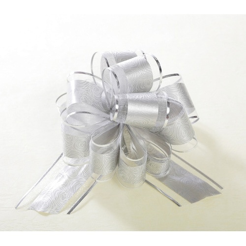 リボンワンタッチリボンフラアリーNo4シルバー