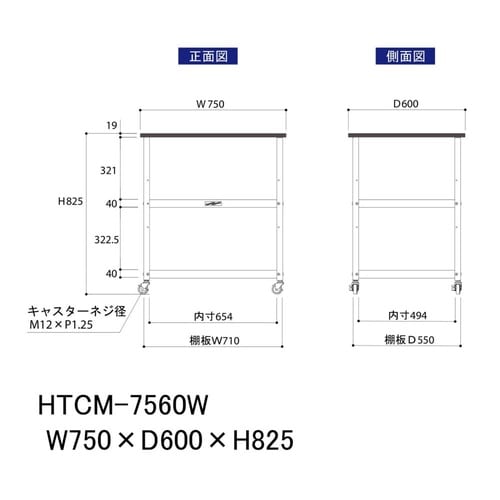 天板付きワゴン移動式HTCM−7560W