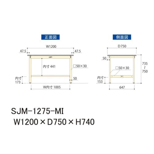 中量作業台固定式SJM−1275−MI