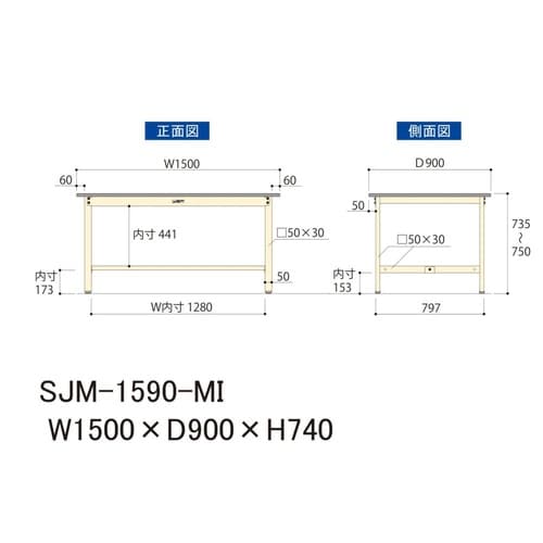 中量作業台固定式SJM−1590−MI