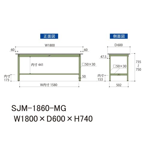 中量作業台固定式SJM−1860−MG