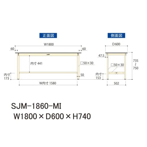 中量作業台固定式SJM−1860−MI