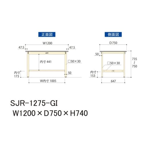 中量作業台固定式SJR−1275−GI