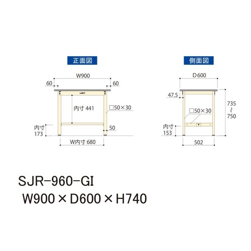 中量作業台固定式SJR−960−GI