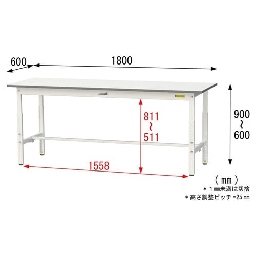 軽量作業台高さ調整SUPA−1860−WW