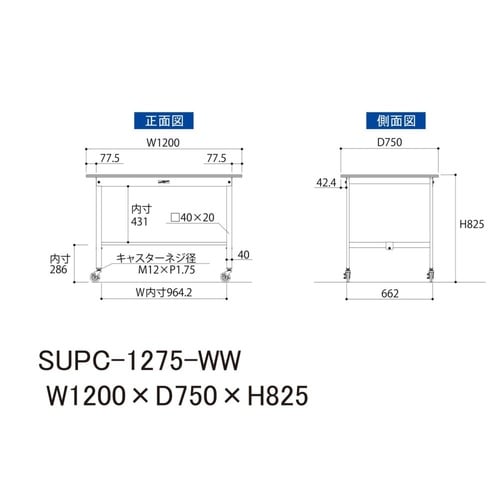 軽量作業台移動式SUPC−1275−WW