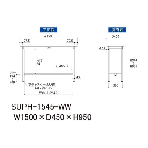 軽量作業台固定式SUPH−1545−WW