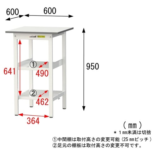 軽量作業台中棚付SUPH−660TTF−WW