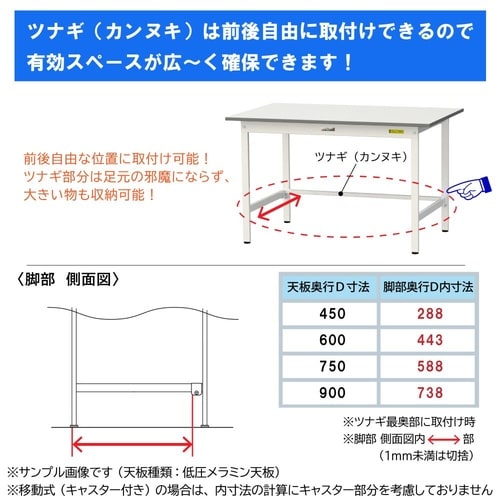 軽量作業台中棚付SURH−1260F−GYW