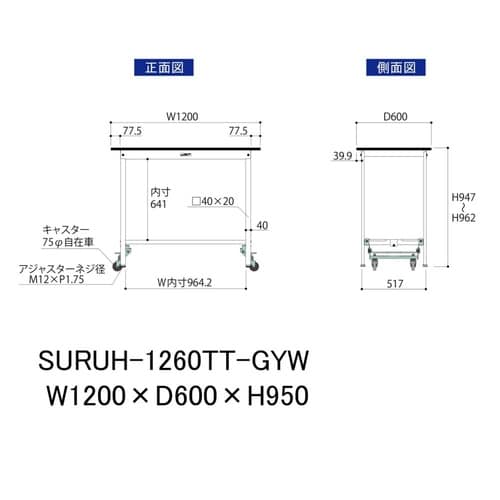作業台ワンタッチ移動SURUH1260TT−GYW