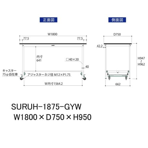軽量作業台ワンタッチ移動SURUH1875−GYW