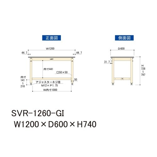 中量作業台固定式SVR−1260−GI