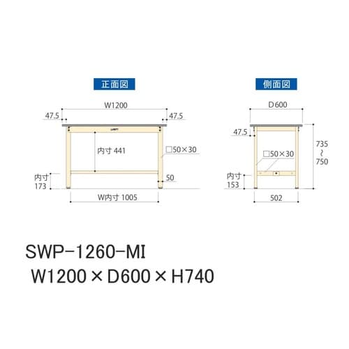 軽量作業台固定式SWP−1260−MI