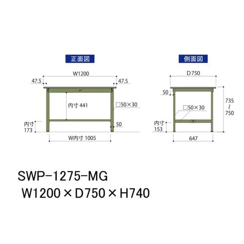 軽量作業台固定式SWP−1275−MG