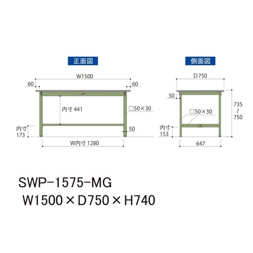 軽量作業台固定式SWP−1575−MG