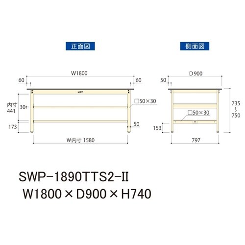 軽量作業台中棚付SWP−1890TTS2−II