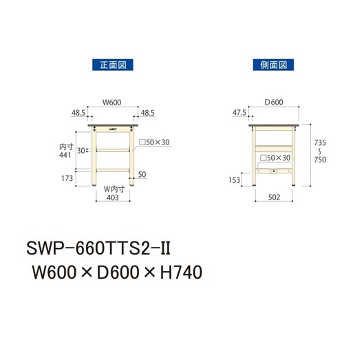 軽量作業台中棚付SWP−660TTS2−II
