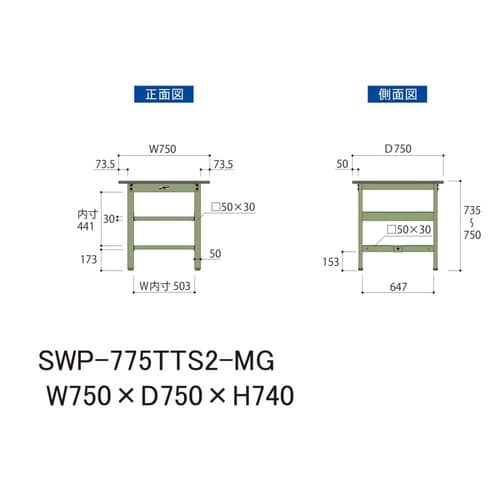 軽量作業台中棚付SWP−775TTS2−MG
