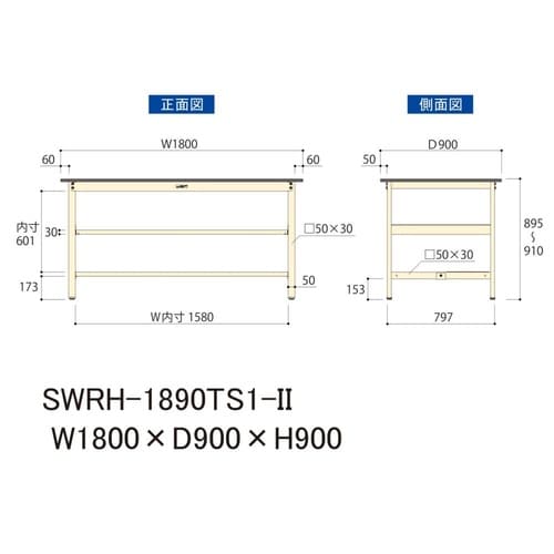 軽量作業台中棚付SWRH−1890TS1−II