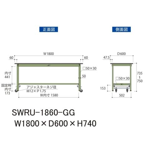 軽量作業台ワンタッチ移動SWRU−1860−GG