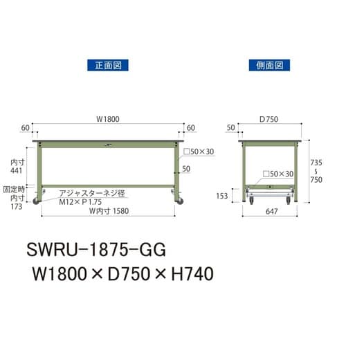 軽量作業台ワンタッチ移動SWRU−1875−GG