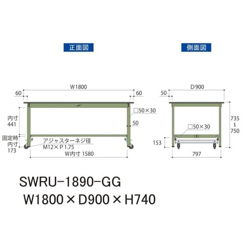 軽量作業台ワンタッチ移動SWRU−1890−GG