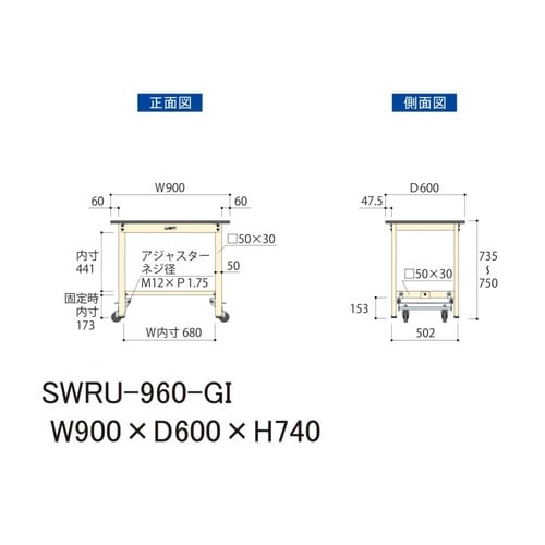 軽量作業台ワンタッチ移動SWRU−960−GI