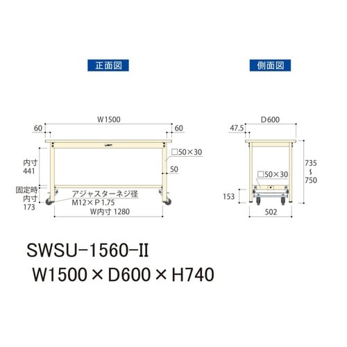 軽量作業台ワンタッチ移動SWSU−1560−II