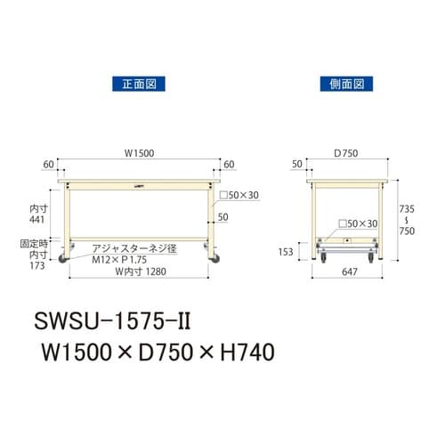 軽量作業台ワンタッチ移動SWSU−1575−II