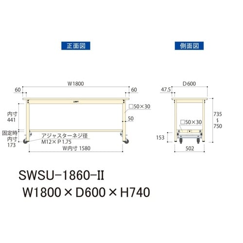 軽量作業台ワンタッチ移動SWSU−1860−II