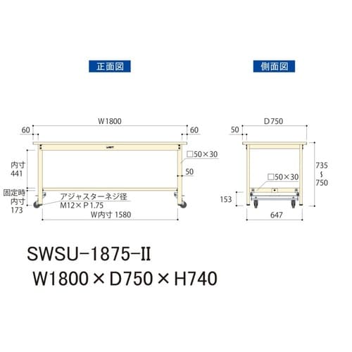 軽量作業台ワンタッチ移動SWSU−1875−II