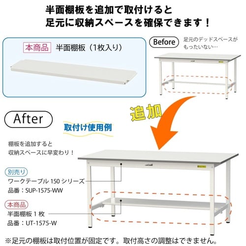 ワークテーブル150用半面棚板UT−1875−W